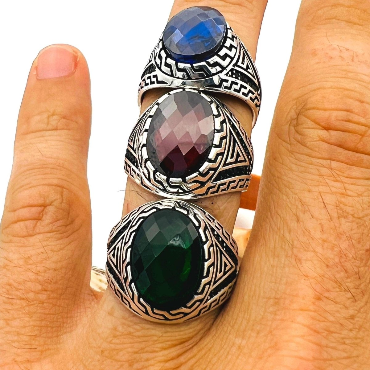 Men's Green Emerald Stone Ring - TryAladdin