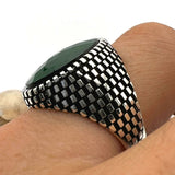 Men's Green Zircon Stone Silver Ring - TryAladdin