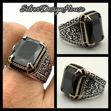 Men's Handmade Black Onyx Stone Silver Ring - TryAladdin