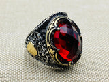 Men's Handmade Red Stone Ottoman Ring - TryAladdin