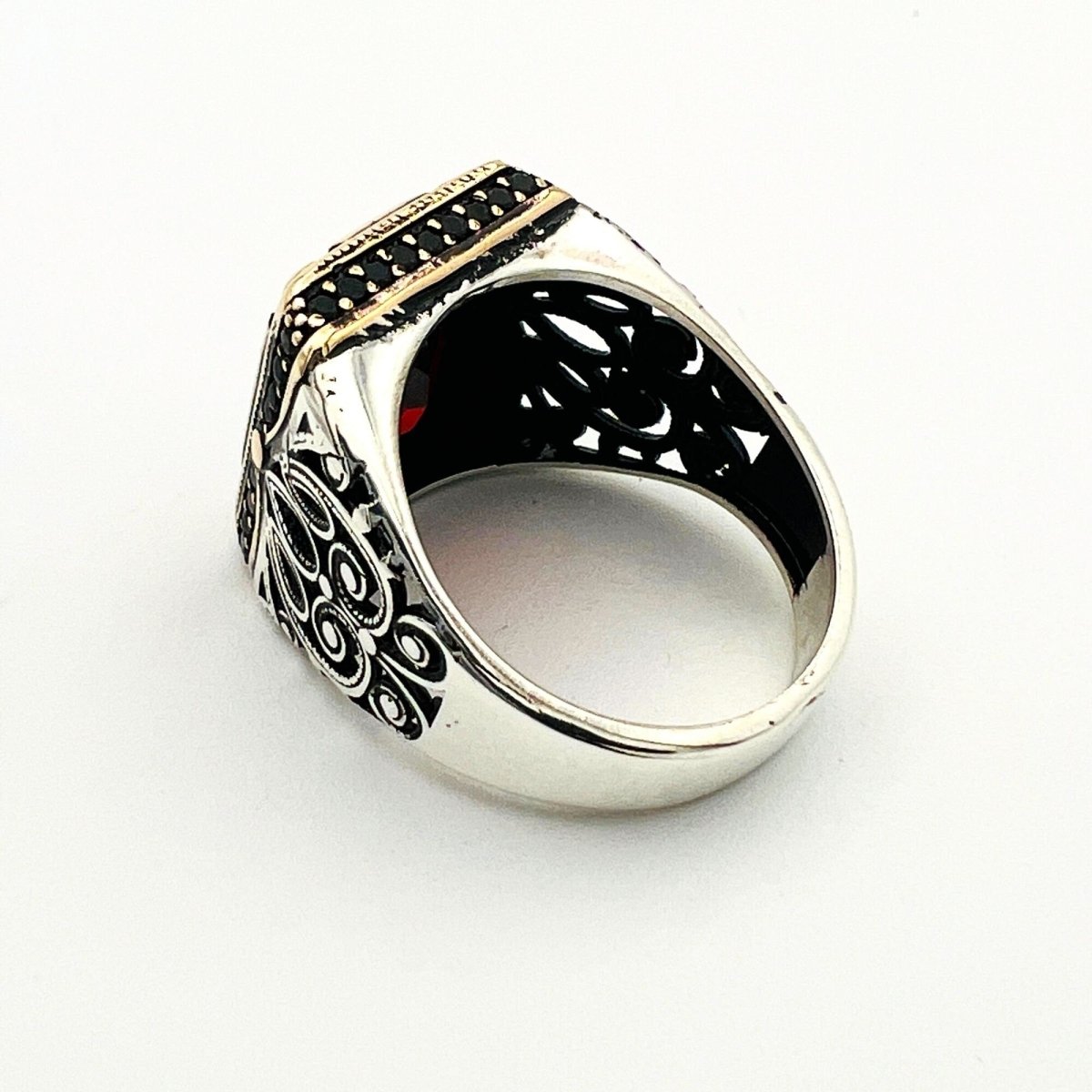 Men's Handmade Ruby Stone Silver Ring - TryAladdin