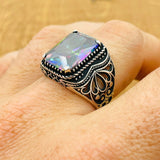 Men's Mystic Topaz Silver Ring - TryAladdin