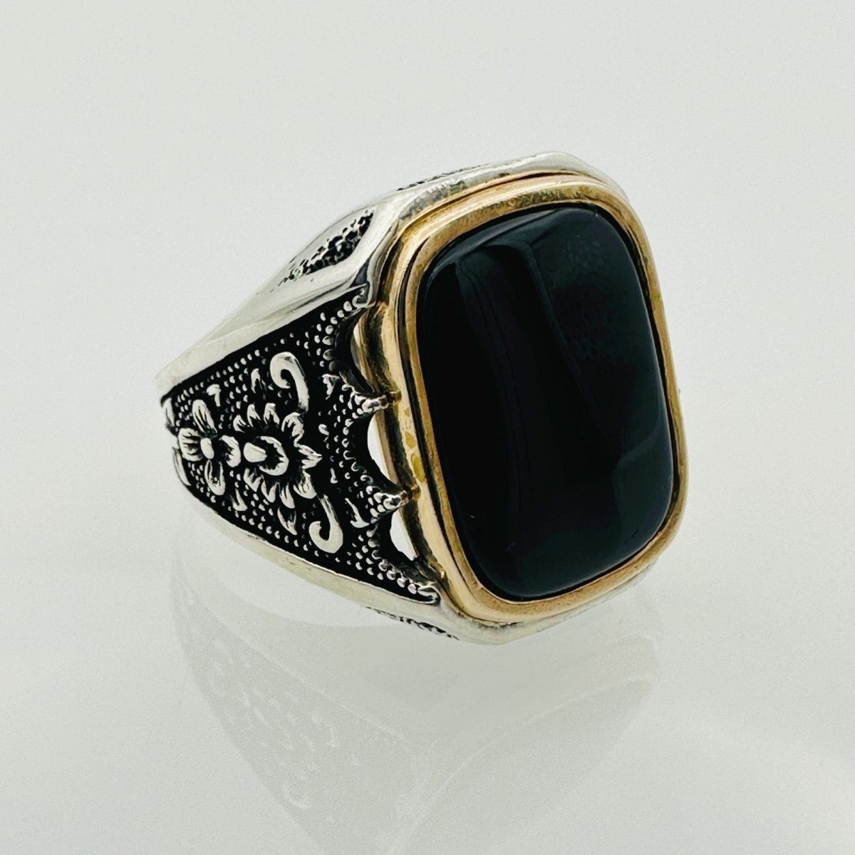 Men's Natural Black Onyx Gemstone Ring - TryAladdin