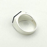 Men's Natural Black Onyx Silver Rectangle Ring - TryAladdin