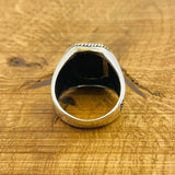 Men's Natural Black Onyx Silver Ring - TryAladdin