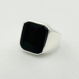 Men's Natural Black Onyx Silver Ring - TryAladdin