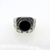 Men's Natural Black Onyx Silver Ring - TryAladdin