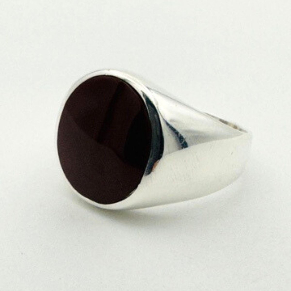 Men's Natural Oval Red Agate Silver Ring - TryAladdin