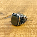 Men's Natural Stone Black Onyx Square Ring - TryAladdin