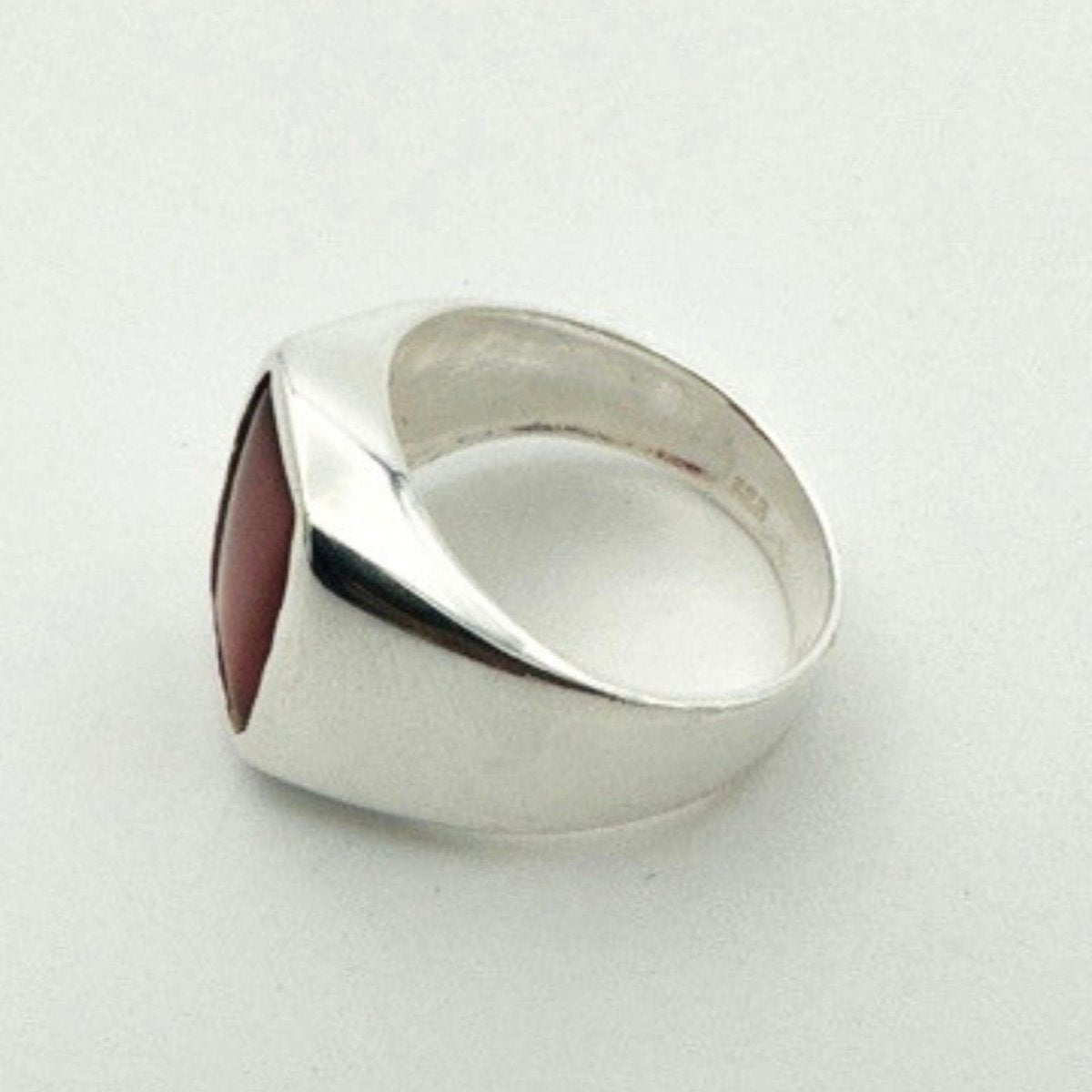 Men's Red Agate Gemstone Silver Ring - TryAladdin