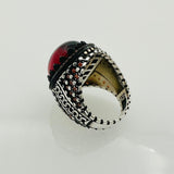 Men's Red Agate Gemstone Silver Ring - TryAladdin