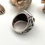 Men's Red Agate Stone Silver Ring - TryAladdin