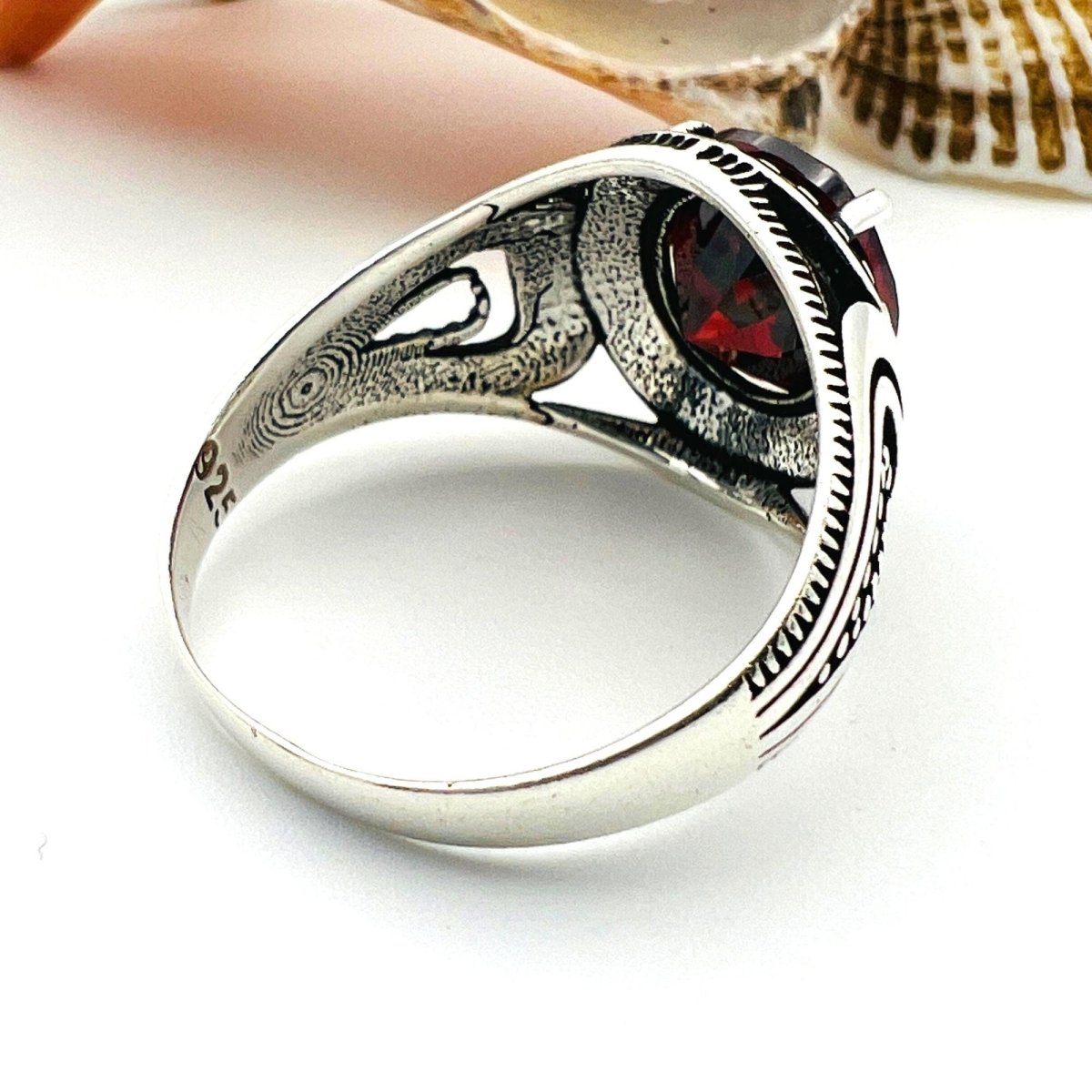 Men's Red Ruby Stone Ring - TryAladdin