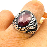 Men's Red Ruby Stone Ring - TryAladdin