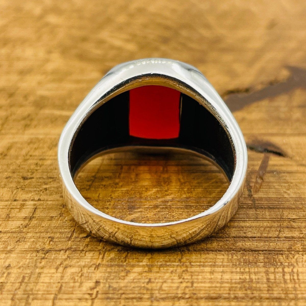 Men's Red Square Agate Ring - TryAladdin