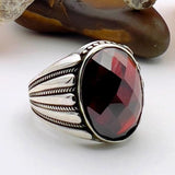 Men’s Red Zircon Oval Stone Ring - TryAladdin