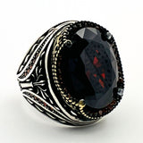 Men's Ruby Stone Silver Ring - TryAladdin