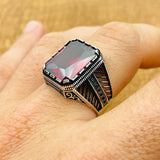 Men's Ruby Stone Silver Ring - TryAladdin