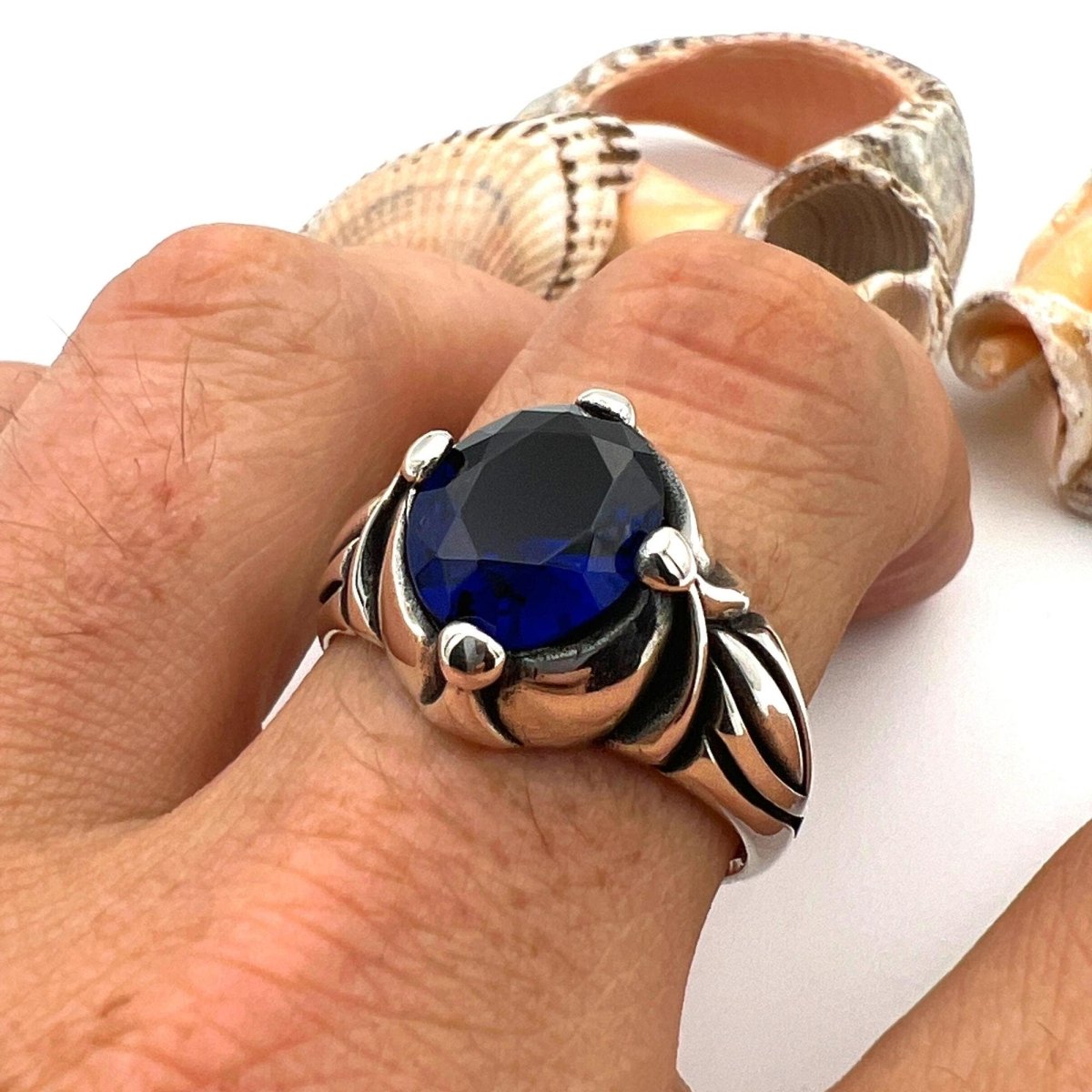 Men's Sapphire Stone Blue Ring - TryAladdin