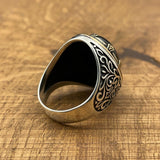 Men's Silver Ring with Black Topaz Onyx Stone - TryAladdin