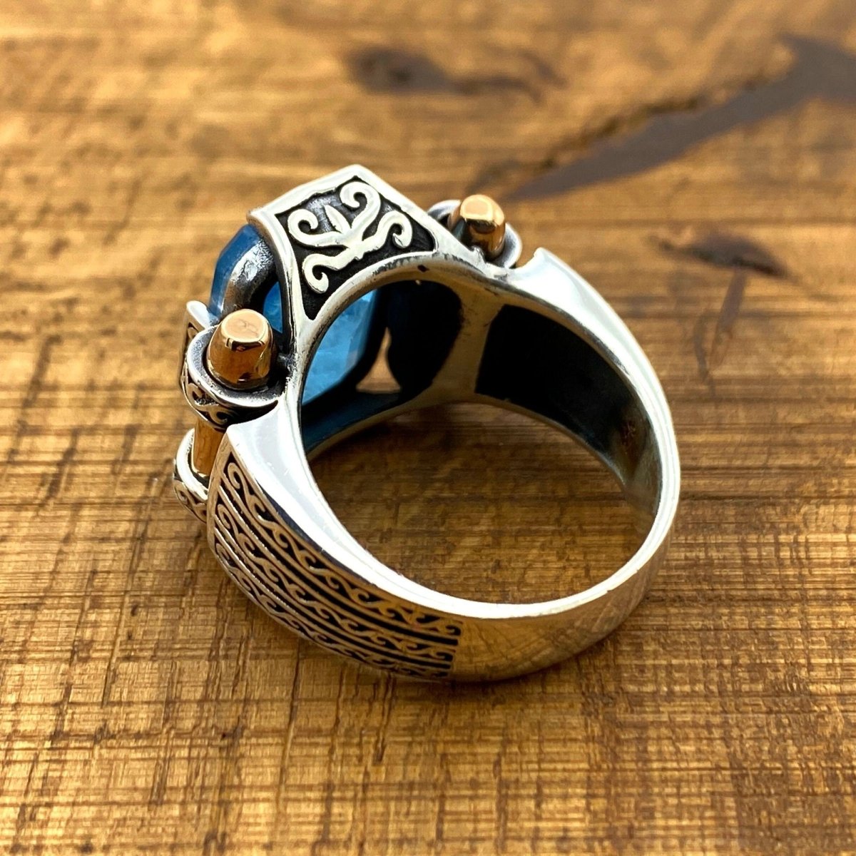 Men's Turkish Turquoise Handmade Silver Ring - TryAladdin