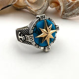 Men’s Turquoise Compass Ring - TryAladdin