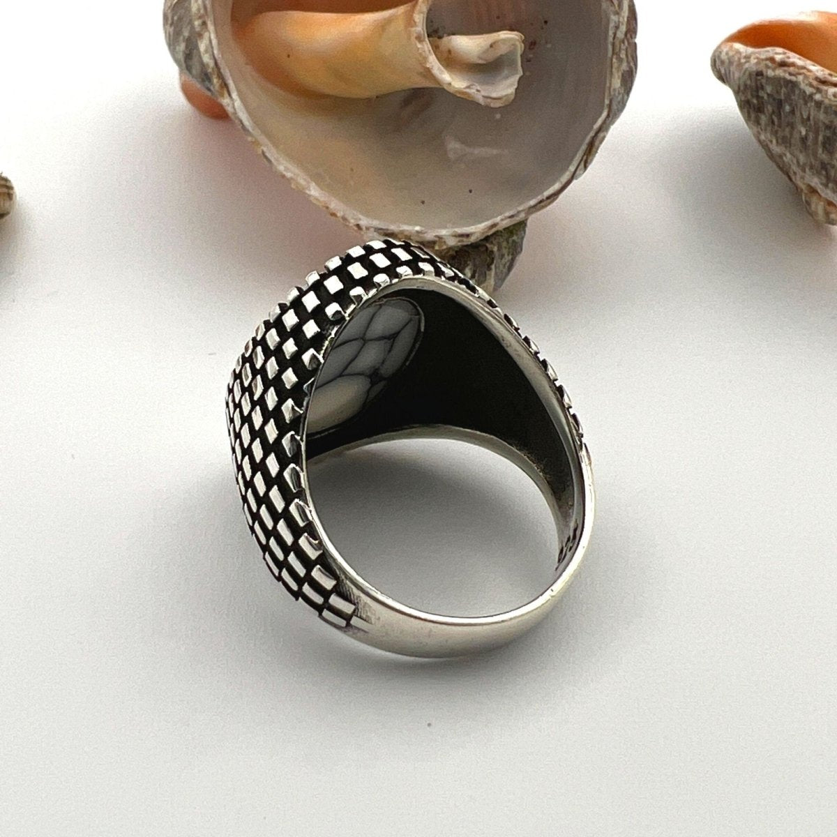 Men's Turquoise Stone Handmade Silver Ring - TryAladdin