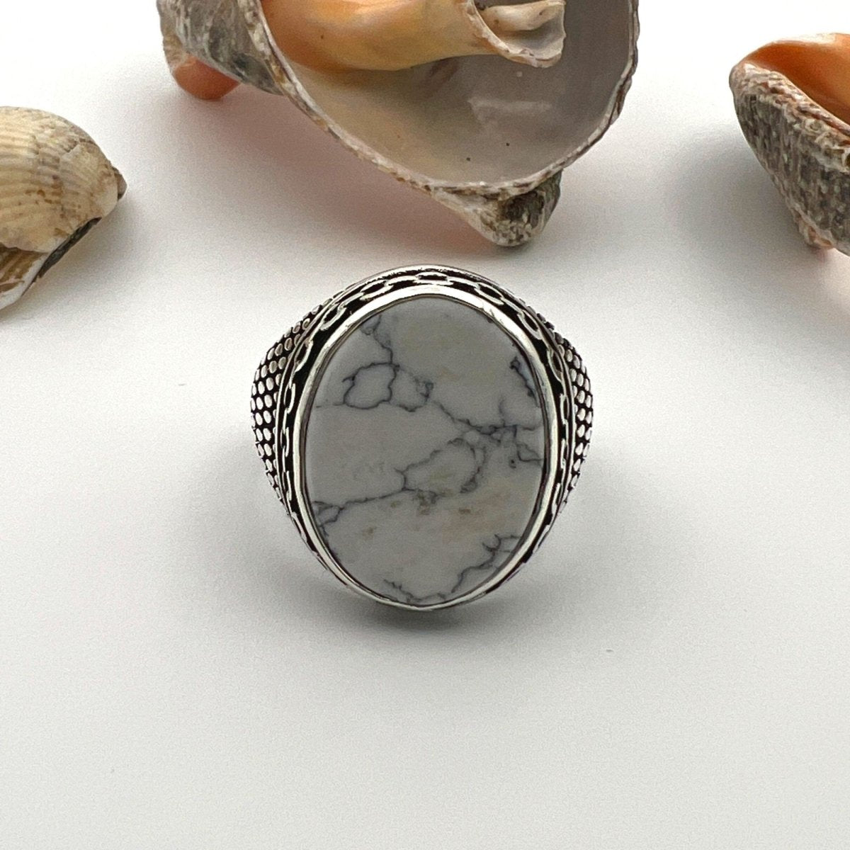 Men's Turquoise Stone Handmade Silver Ring - TryAladdin