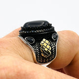 Men's Vintage Onyx Stone Ring - TryAladdin