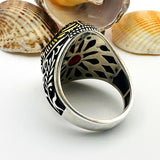 Men's Yemeni Aqeeq Stone Silver Ring - TryAladdin