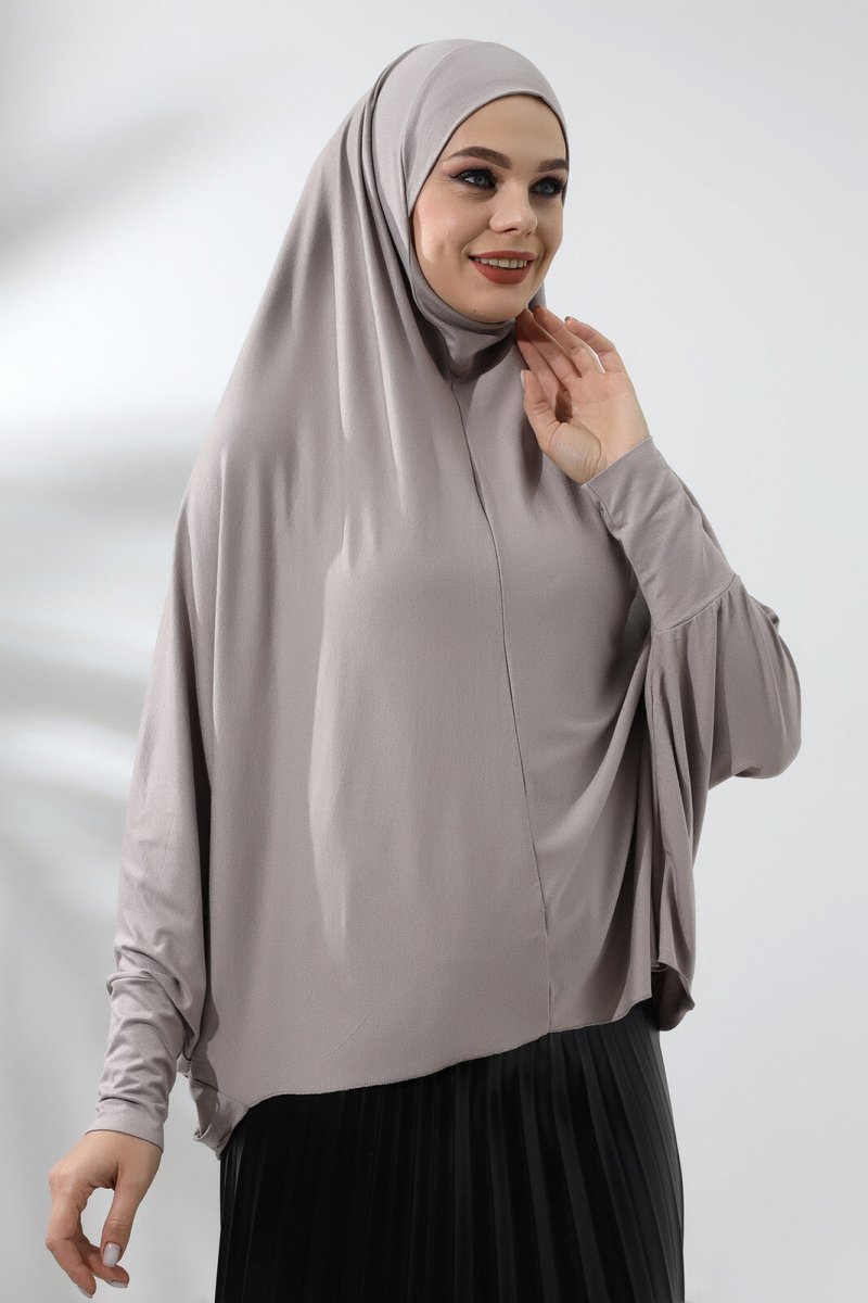 Mink Ready to Wear Practical Hijab Sleeves Combed Cotton Souffle Scarf Hijab - TryAladdin