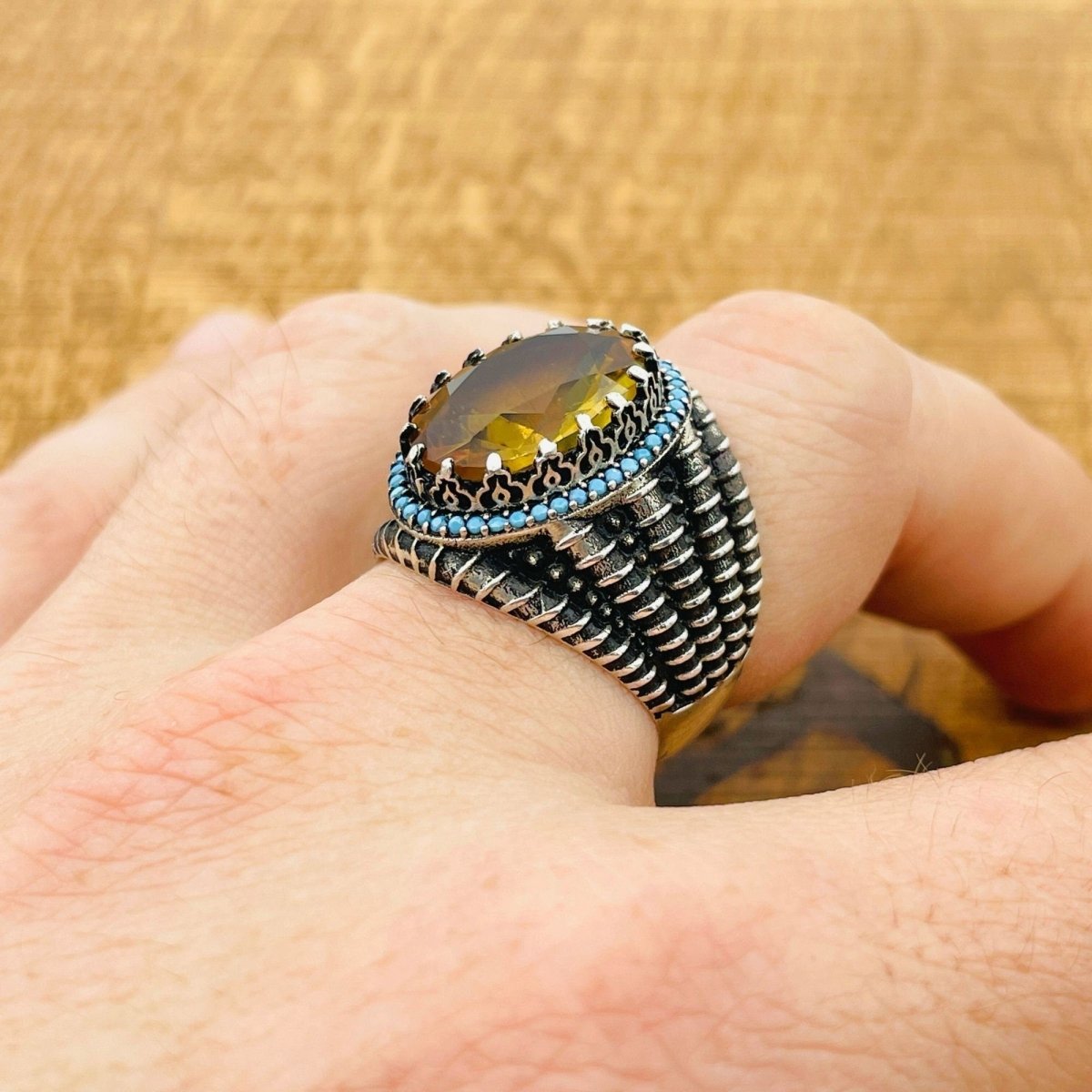 Multi - Color Zultanite Stone Men's Ring - TryAladdin