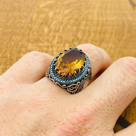 Multi - Color Zultanite Stone Ottoman Men's Ring - TryAladdin