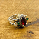 Multi Stone Reversible Ring, Red Ruby and White Zircon - TryAladdin