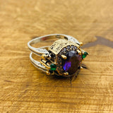 Multi Stone Ring, Amethyst & Ruby Oval - TryAladdin