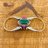 Multi Stone Ring, Green Emerald and Pink Ruby - TryAladdin