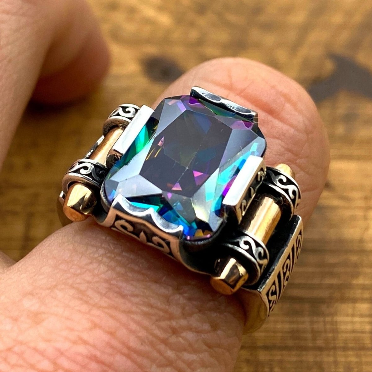 Mystic Topaz Men's Ring Jewelry - TryAladdin