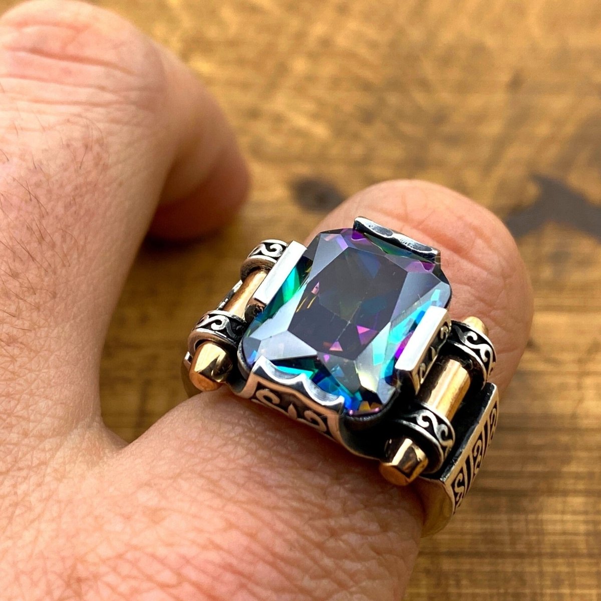 Mystic Topaz Men's Ring Jewelry - TryAladdin