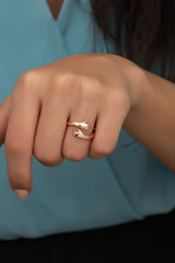 Nereze | Size Rose Hugging Hands Silver Adjustable Size Ring - TryAladdin