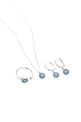 Nereze | Tiny Nazar Evil Eye Model Earrings, Ring and Necklace Set - TryAladdin