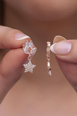 Nereze | Dangling Tiny Star Earrings with Shuttle Zircon Stone - TryAladdin