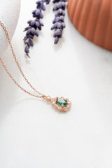 Nereze | Diamond Montage Drop Green Zircon Stone Necklace - TryAladdin