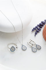 Nereze | Drop Nazar Evil Eye Model Earrings, Ring and Necklace Set - TryAladdin