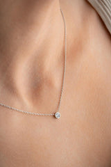 Nereze | Rhodium Plated Minimal 5mm Solitaire Necklace - TryAladdin