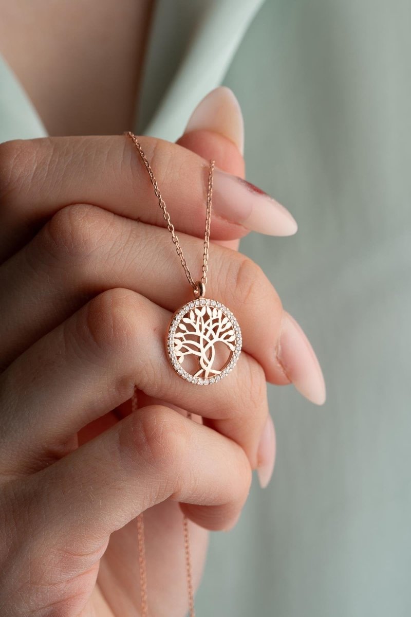 Nereze | Rose Plated Tree of Life Necklace - TryAladdin