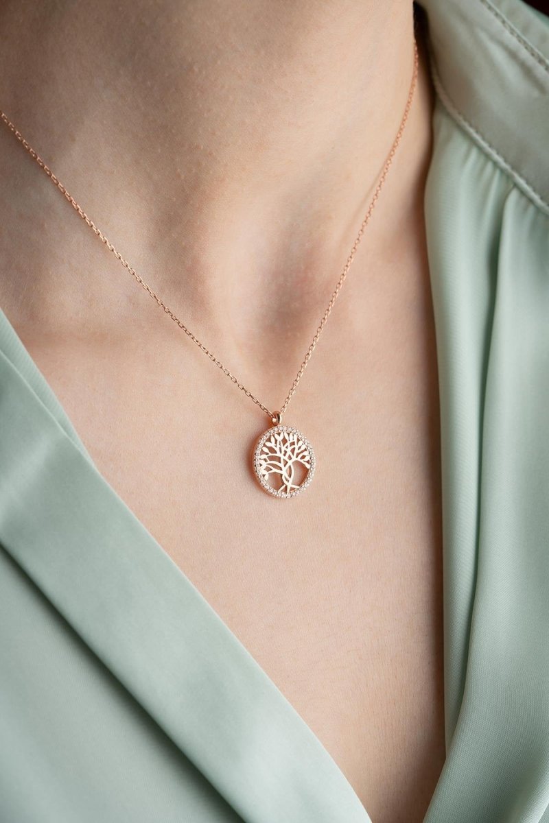 Nereze | Rose Plated Tree of Life Necklace - TryAladdin