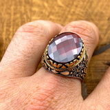 Ottoman Style Men's Handmade Red Stone Ring - TryAladdin