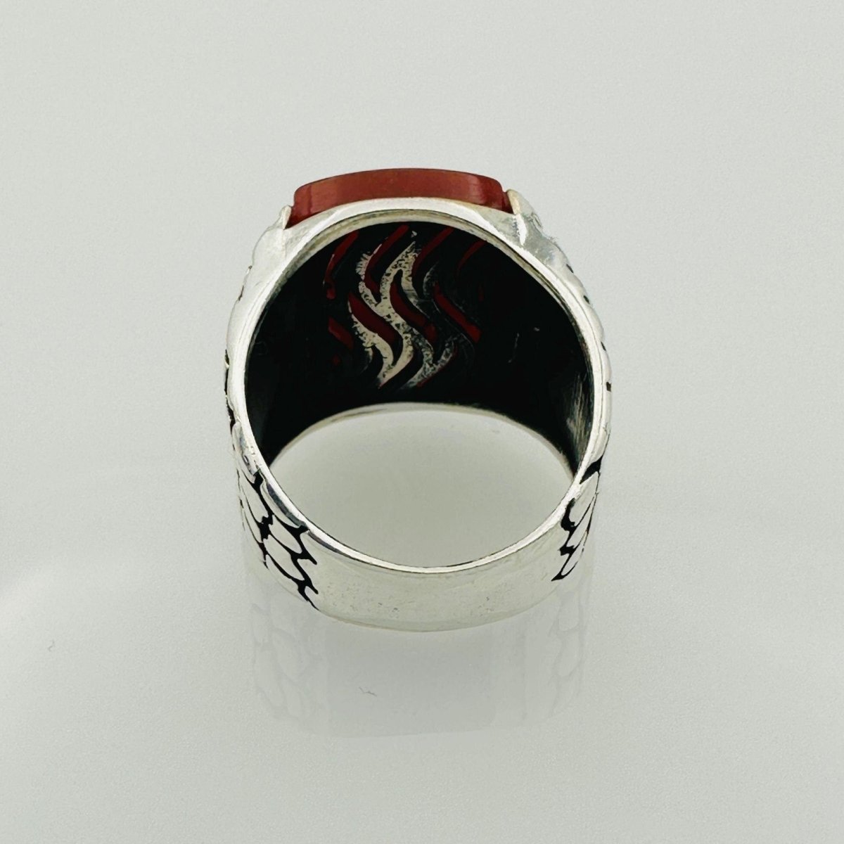 Red Agate Silver Men's Ring - TryAladdin