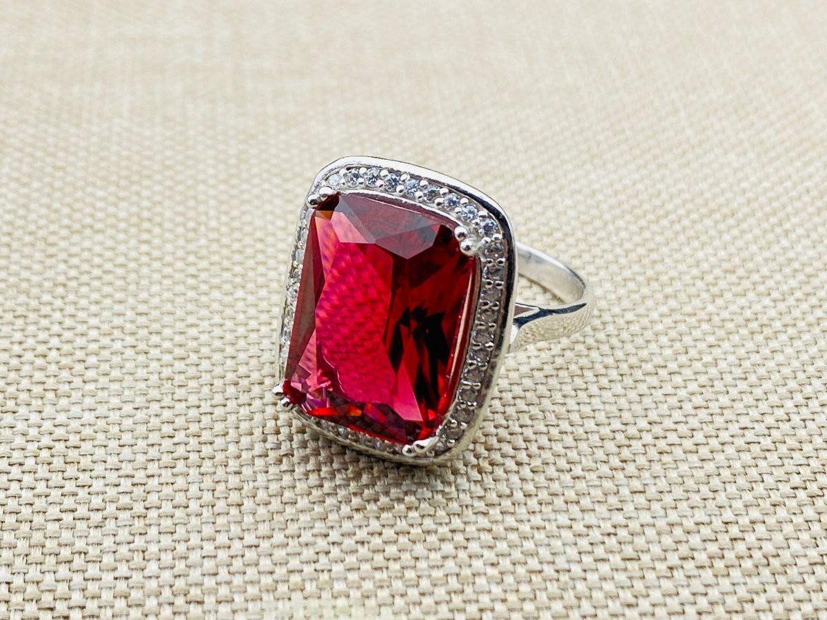 Ruby Stone Ladies Silver Ring - TryAladdin