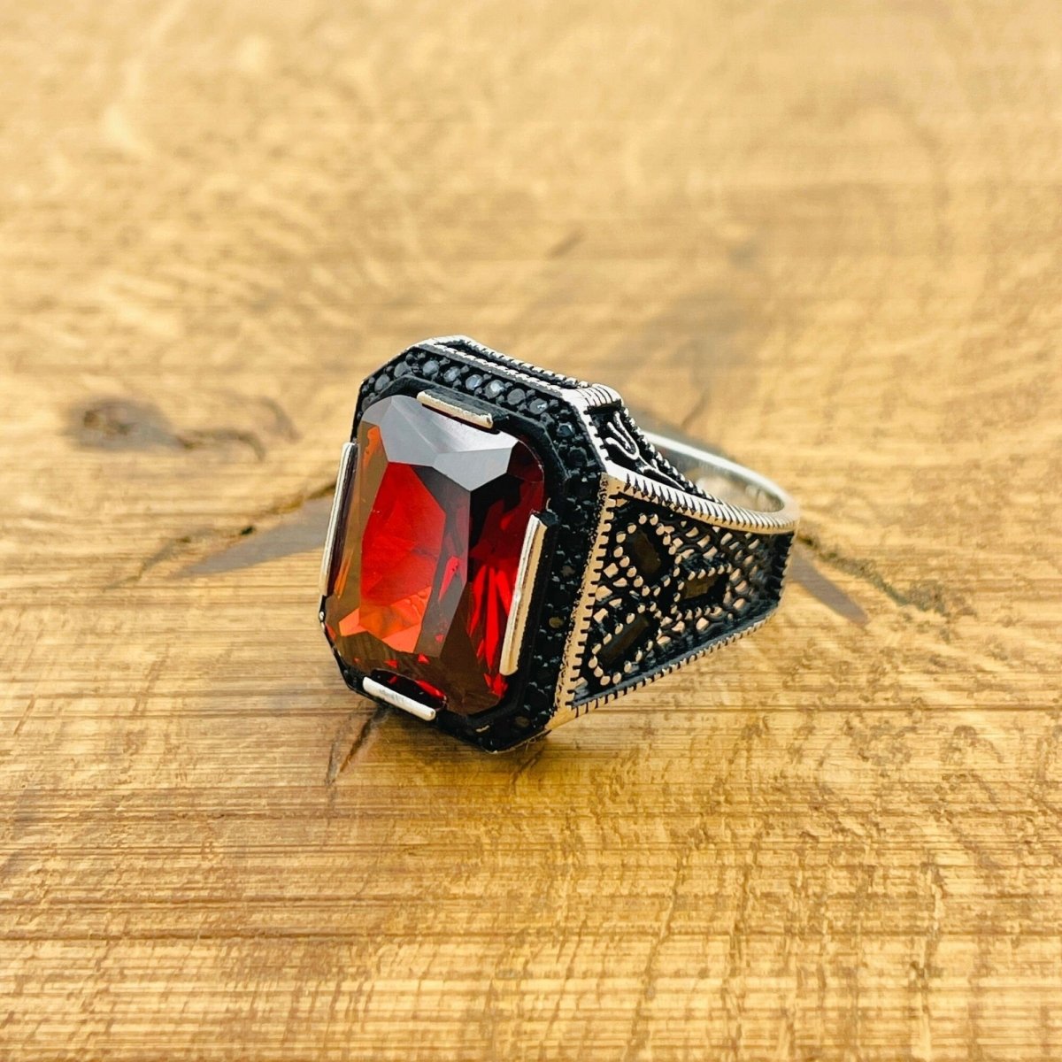 Ruby Stone Silver Ring - TryAladdin